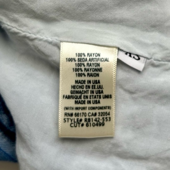 Anthropologie Cloth & Stone Blue Plaid Checkered Button Up Shift Tunic Dress XS - Picture 10 of 11